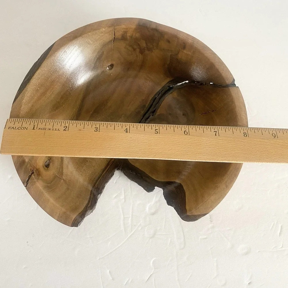 Hand Turned Wooden Bowl Artisan Handmade Live Edge Wood Key Coin Tray Rustic Art
